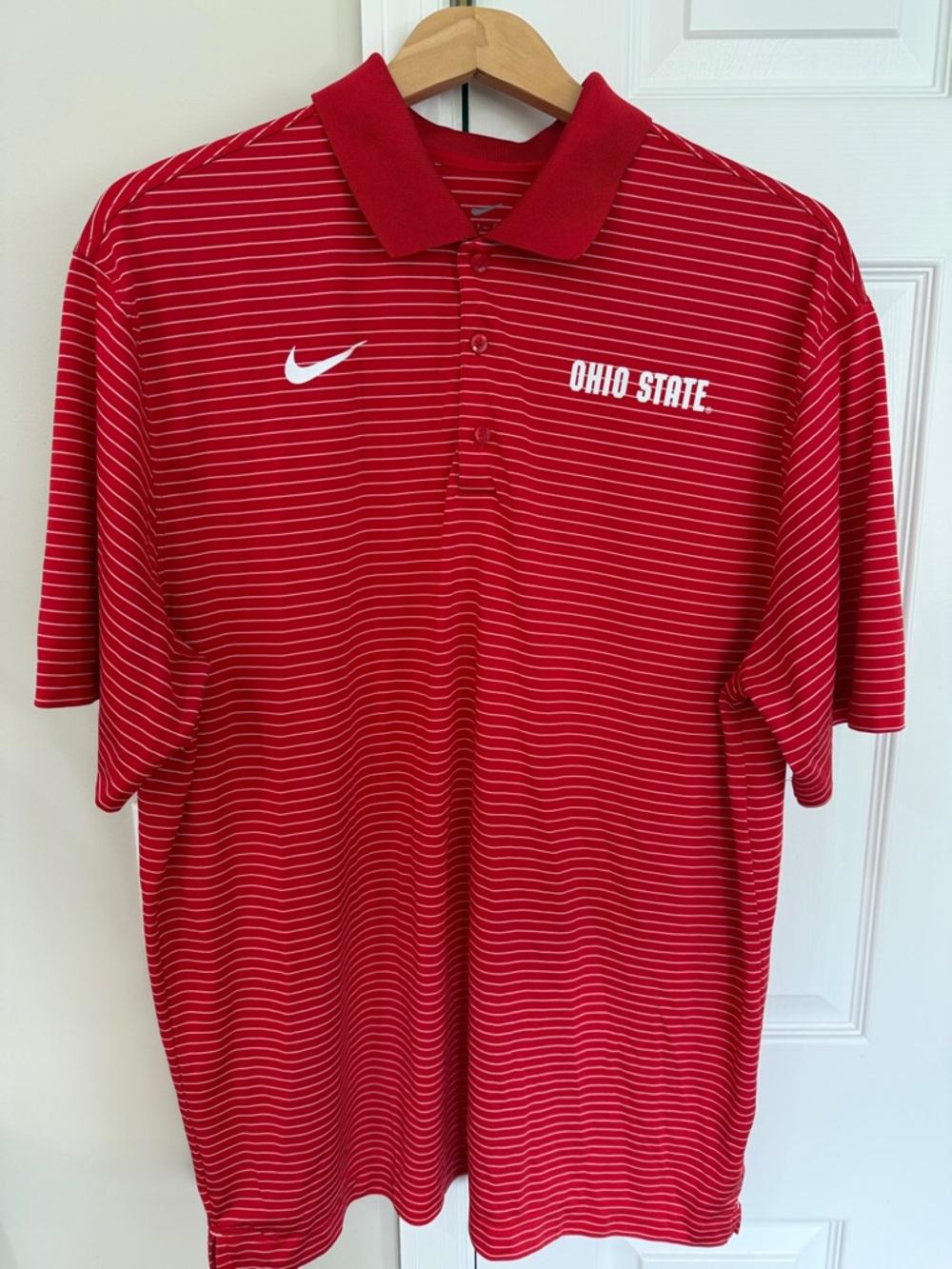 Nike Red Striped Ohio State Polo